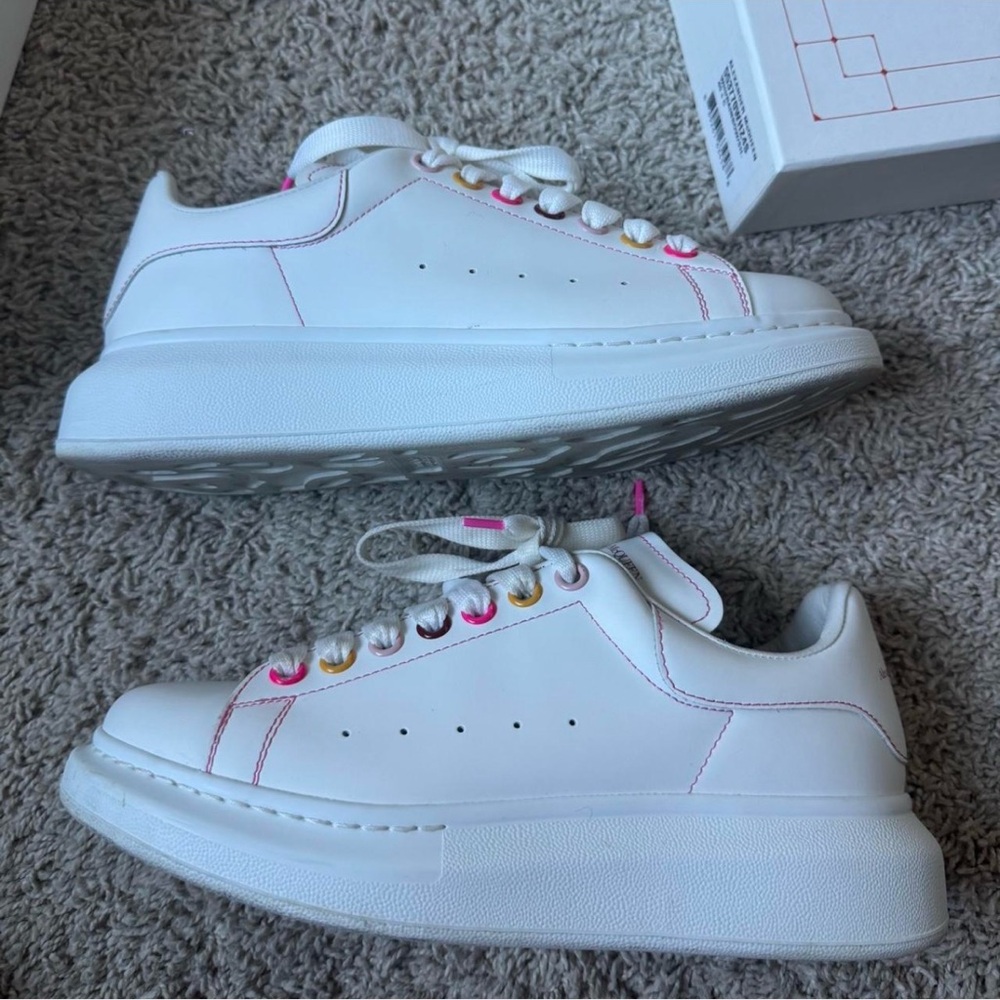 Alexander McQueen White and Pink Sneakers